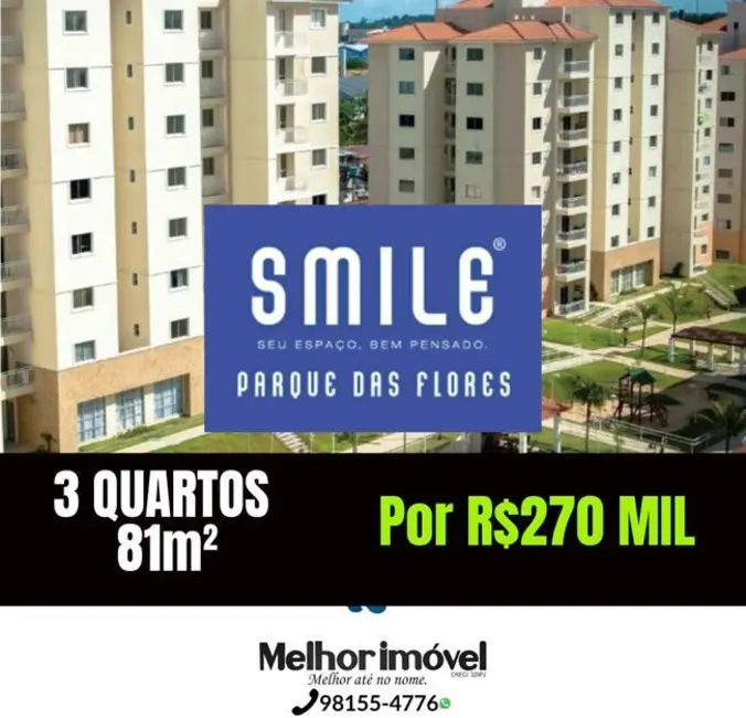 Foto 1 de Apartamento com 3 quartos à venda, 81m2 em Flores, Manaus - AM