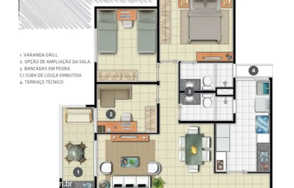 Apartamento com 3 quartos à venda, 81m2 em Flores, Manaus - AM - imagem 3 Foto 3 de Apartamento com 3 quartos à venda, 81m2 em Flores, Manaus - AM