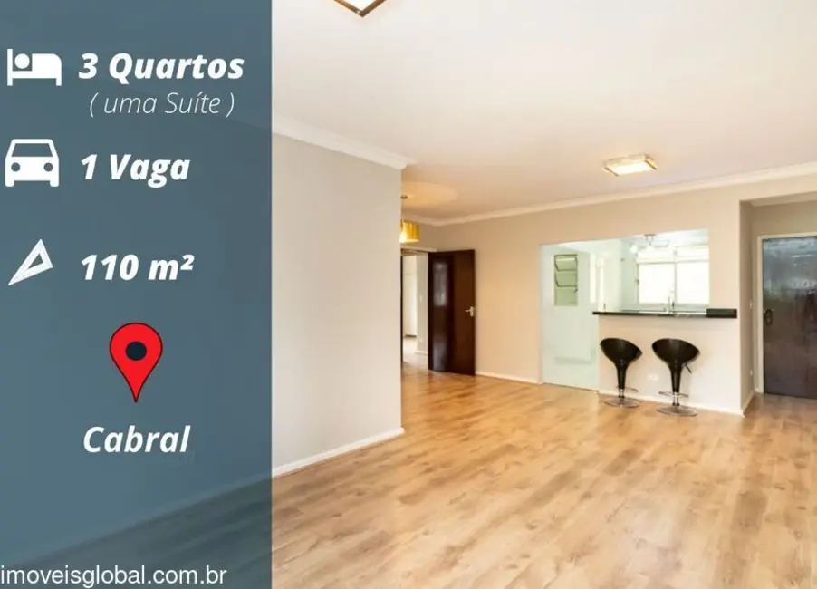 Foto 1 de Apartamento com 3 quartos à venda, 110m2 em Cabral, Curitiba - PR