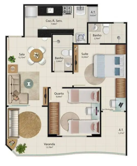 Apartamento com 3 quartos à venda, 78m2 em Praia da Costa, Vila Velha - ES - imagem 6 Foto 6 de Apartamento com 3 quartos à venda, 78m2 em Praia da Costa, Vila Velha - ES