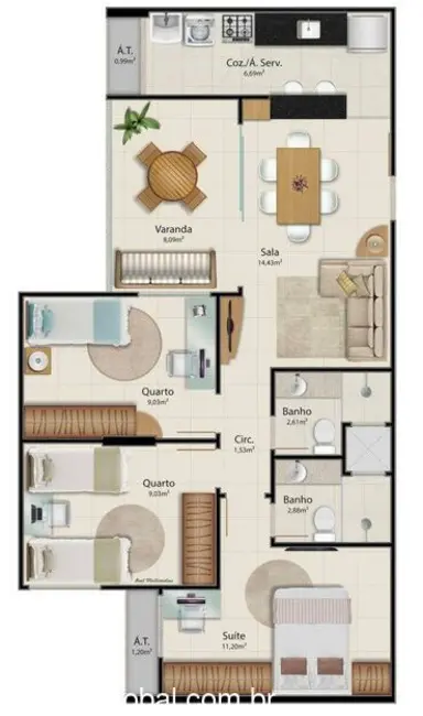 Apartamento com 3 quartos à venda, 78m2 em Praia da Costa, Vila Velha - ES - imagem 9 Foto 9 de Apartamento com 3 quartos à venda, 78m2 em Praia da Costa, Vila Velha - ES