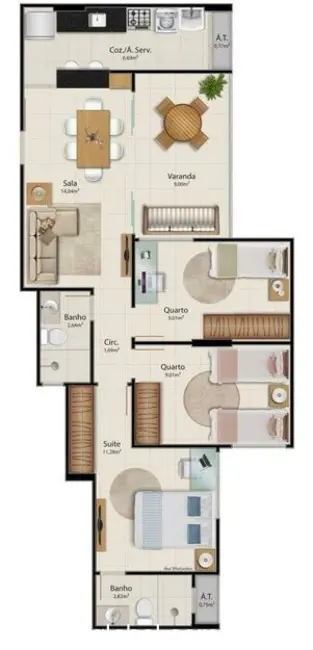 Apartamento com 3 quartos à venda, 78m2 em Praia da Costa, Vila Velha - ES - imagem 8 Foto 8 de Apartamento com 3 quartos à venda, 78m2 em Praia da Costa, Vila Velha - ES