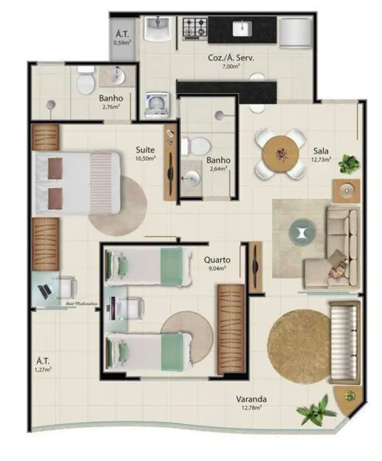 Apartamento com 3 quartos à venda, 78m2 em Praia da Costa, Vila Velha - ES - imagem 7 Foto 7 de Apartamento com 3 quartos à venda, 78m2 em Praia da Costa, Vila Velha - ES