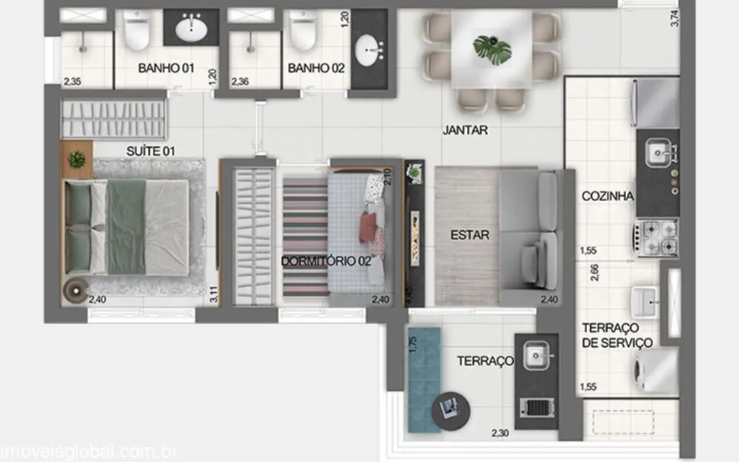 Apartamento com 2 quartos à venda, 54m2 em São Paulo - SP - imagem 8 Foto 8 de Apartamento com 2 quartos à venda, 54m2 em São Paulo - SP