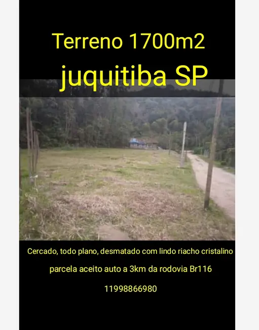 Foto 1 de Terreno / Lote à venda, 1700m2 em Juquitiba - SP