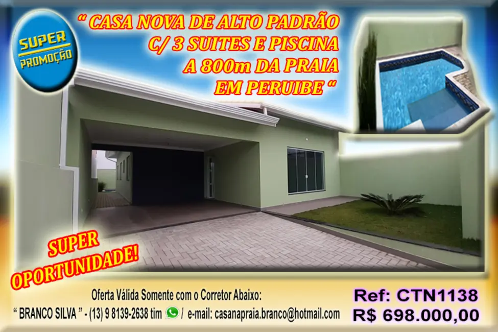 Foto 1 de Casa com 3 quartos à venda, 240m2 em Peruibe - SP