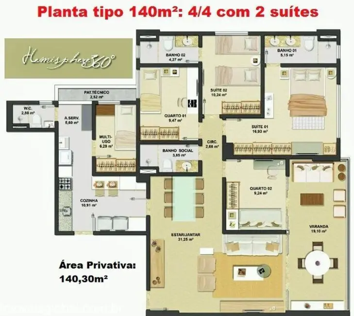 Apartamento com 3 quartos à venda, 140m2 em Pituaçu, Salvador - BA - imagem 7 Foto 7 de Apartamento com 3 quartos à venda, 140m2 em Pituaçu, Salvador - BA