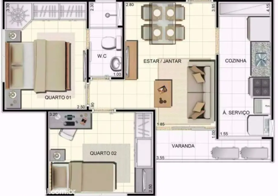 Foto 9 de Apartamento com 2 quartos à venda, 46m2 em Manaus - AM