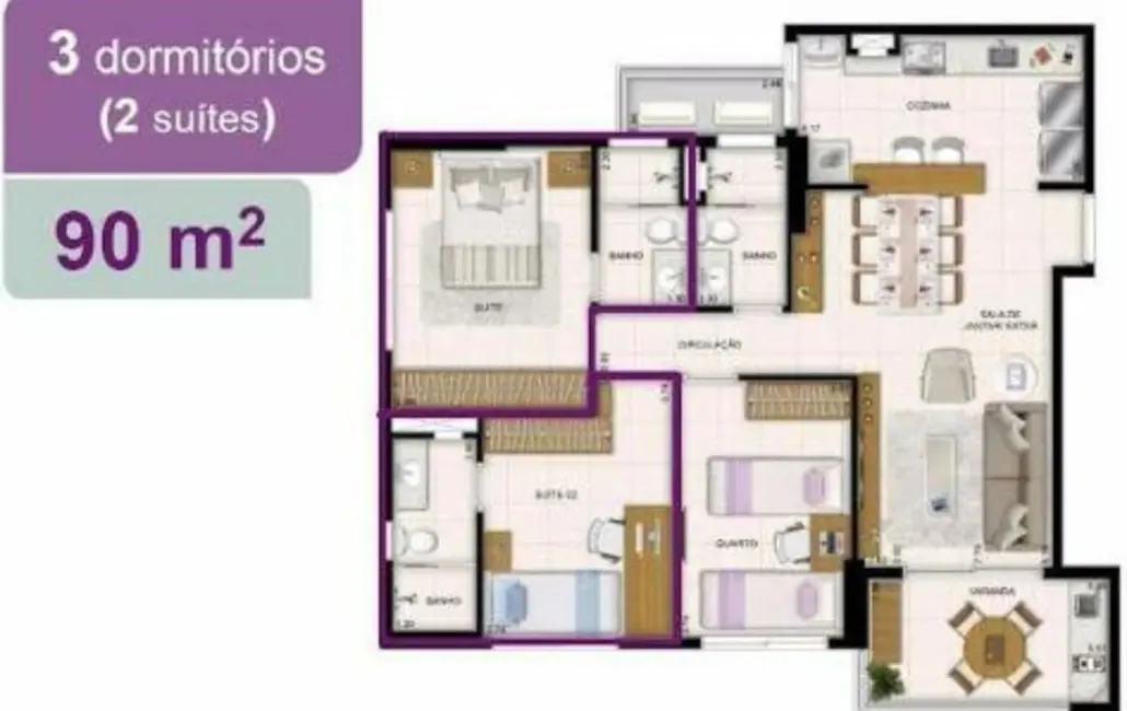 Foto 2 de Apartamento com 2 quartos à venda, 70m2 em Manaus - AM