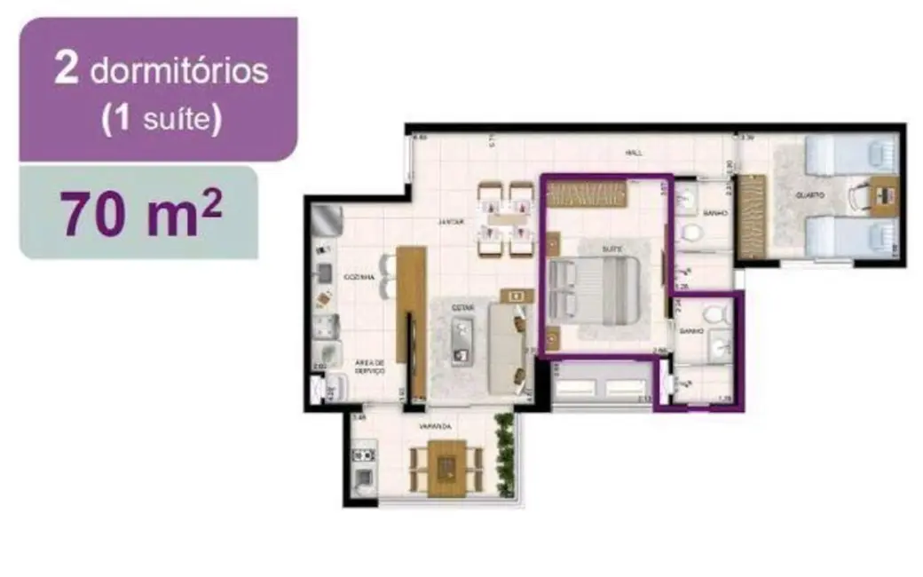 Foto 3 de Apartamento com 2 quartos à venda, 70m2 em Manaus - AM