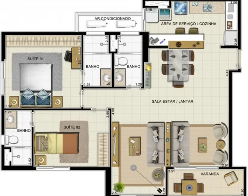 Foto 4 de Apartamento com 3 quartos à venda, 85m2 em Ponta Negra, Manaus - AM