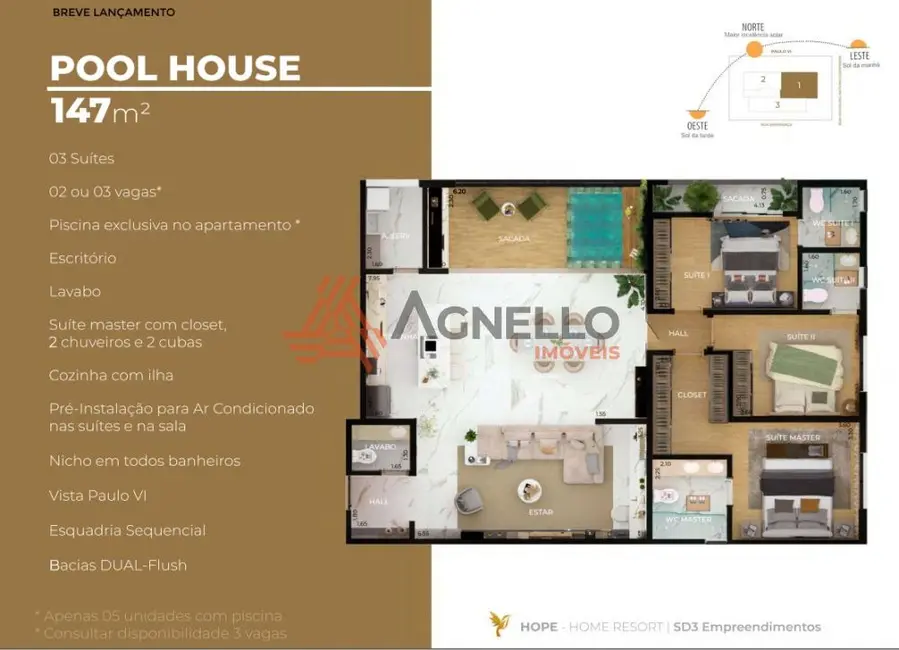 Foto 2 de Apartamento com 3 quartos à venda, 122m2 em Residencial Paraíso, Franca - SP