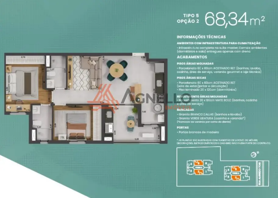 Foto 8 de Apartamento com 2 quartos à venda, 69m2 em Núcleo Agrícola Alpha, Franca - SP