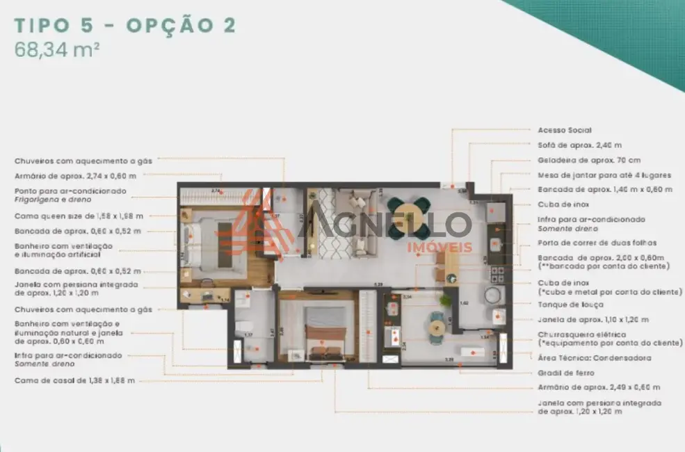 Foto 9 de Apartamento com 2 quartos à venda, 69m2 em Núcleo Agrícola Alpha, Franca - SP