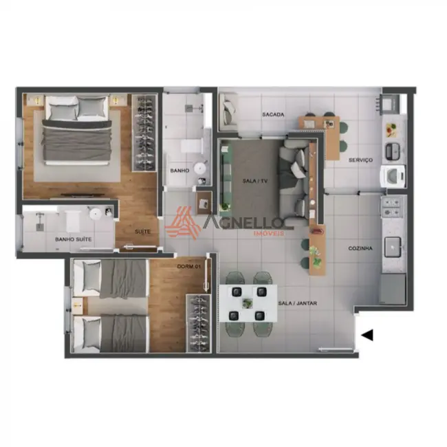 Foto 2 de Apartamento com 2 quartos à venda, 63m2 em Vila Marta, Franca - SP