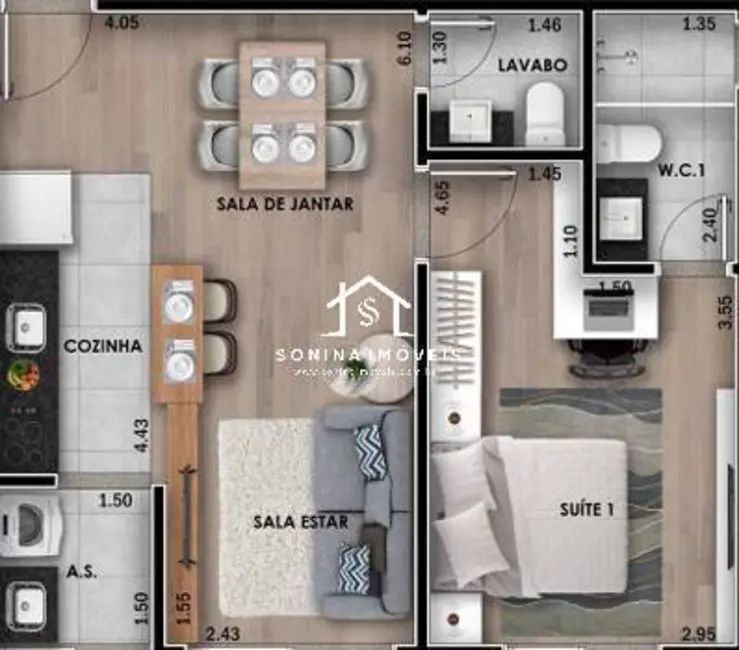 Foto 2 de Apartamento com 1 quarto à venda, 47m2 em Alvinópolis, Atibaia - SP