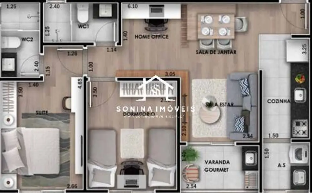 Foto 6 de Apartamento com 1 quarto à venda, 47m2 em Alvinópolis, Atibaia - SP