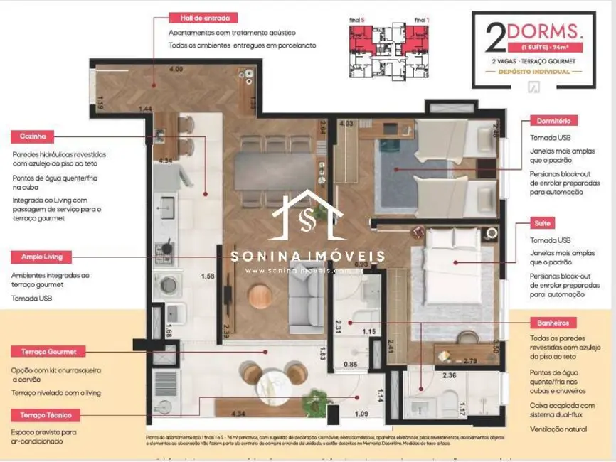 Foto 4 de Apartamento com 2 quartos à venda, 70m2 em Vila Santa Helena, Atibaia - SP