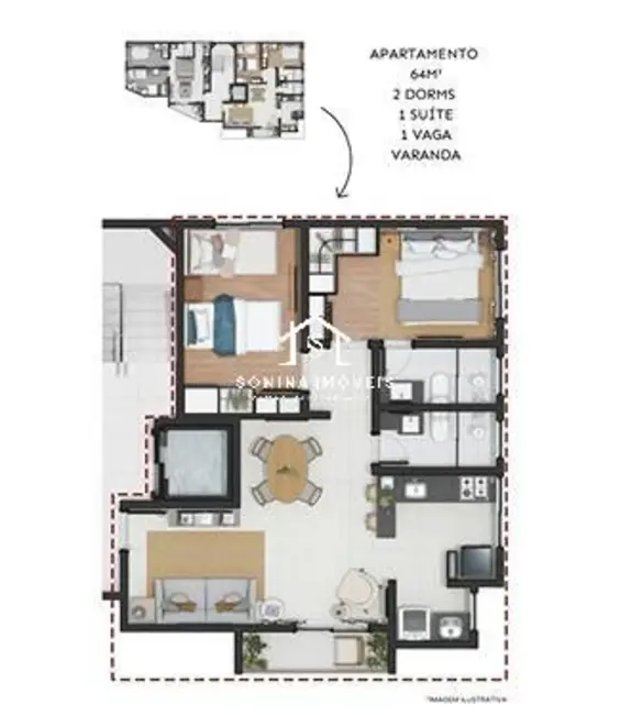 Foto 3 de Apartamento com 2 quartos à venda, 64m2 em Atibaia - SP