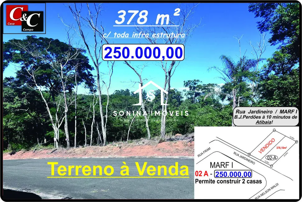 Foto 2 de Terreno / Lote à venda, 378m2 em Bom Jesus Dos Perdoes - SP