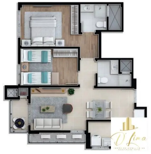 Foto 2 de Apartamento com 2 quartos à venda, 64m2 em Barreiros, Sao Jose - SC