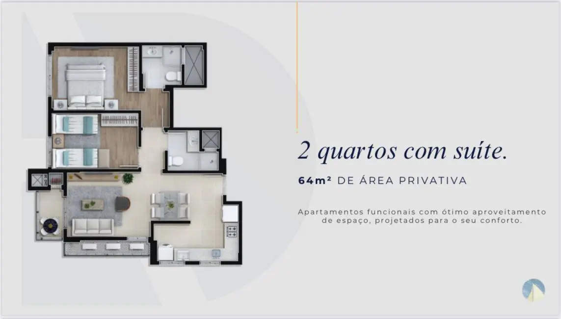Foto 4 de Apartamento com 2 quartos à venda, 64m2 em Barreiros, Sao Jose - SC