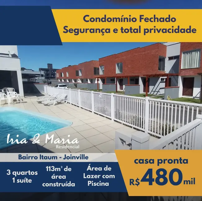 Foto 4 de Casa de Condomínio com 3 quartos à venda, 113m2 em Itaum, Joinville - SC