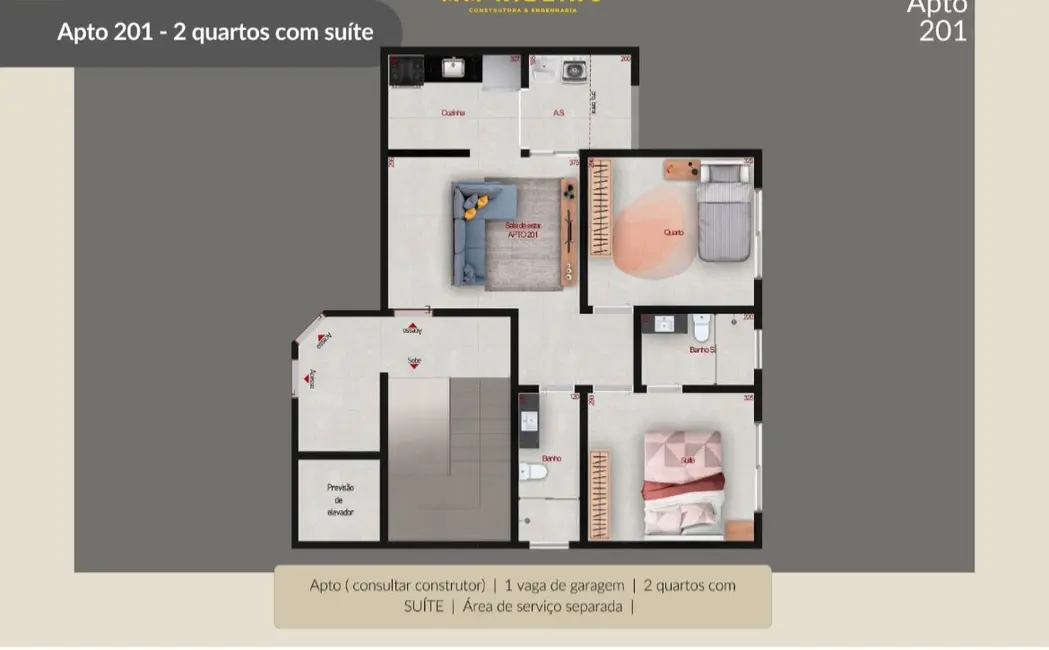 Foto 2 de Apartamento com 2 quartos à venda, 56m2 em Contagem - MG