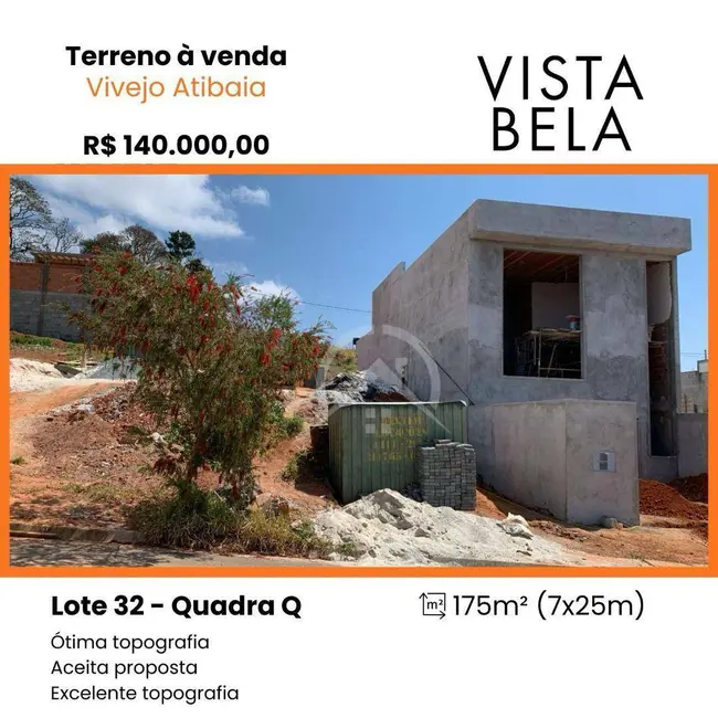 Foto 1 de Terreno / Lote à venda, 175m2 em Atibaia - SP