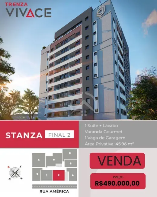 Foto 1 de Apartamento com 1 quarto à venda, 45m2 em Vila Thais, Atibaia - SP