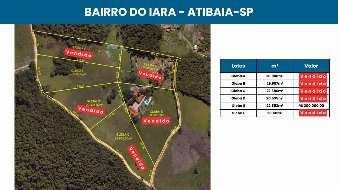 Foto 1 de Terreno / Lote à venda, 22553m2 em Iara, Atibaia - SP