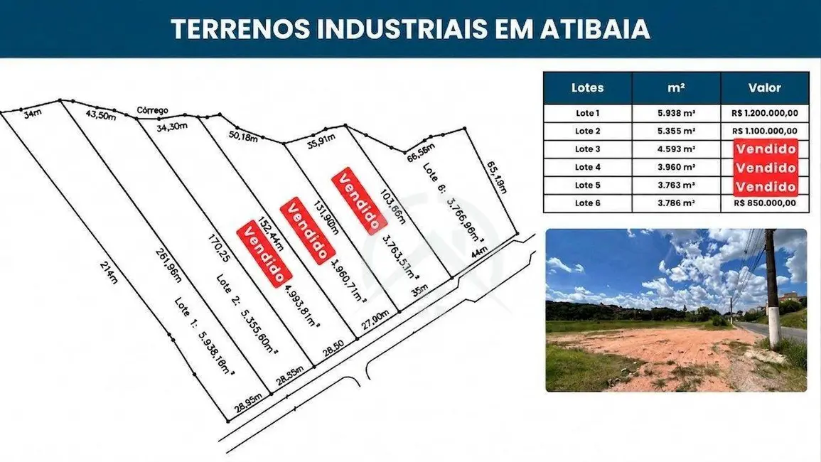 Foto 2 de Terreno / Lote à venda, 3776m2 em Caetetuba, Atibaia - SP