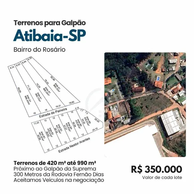 Foto 1 de Terreno / Lote à venda, 991m2 em Atibaia - SP