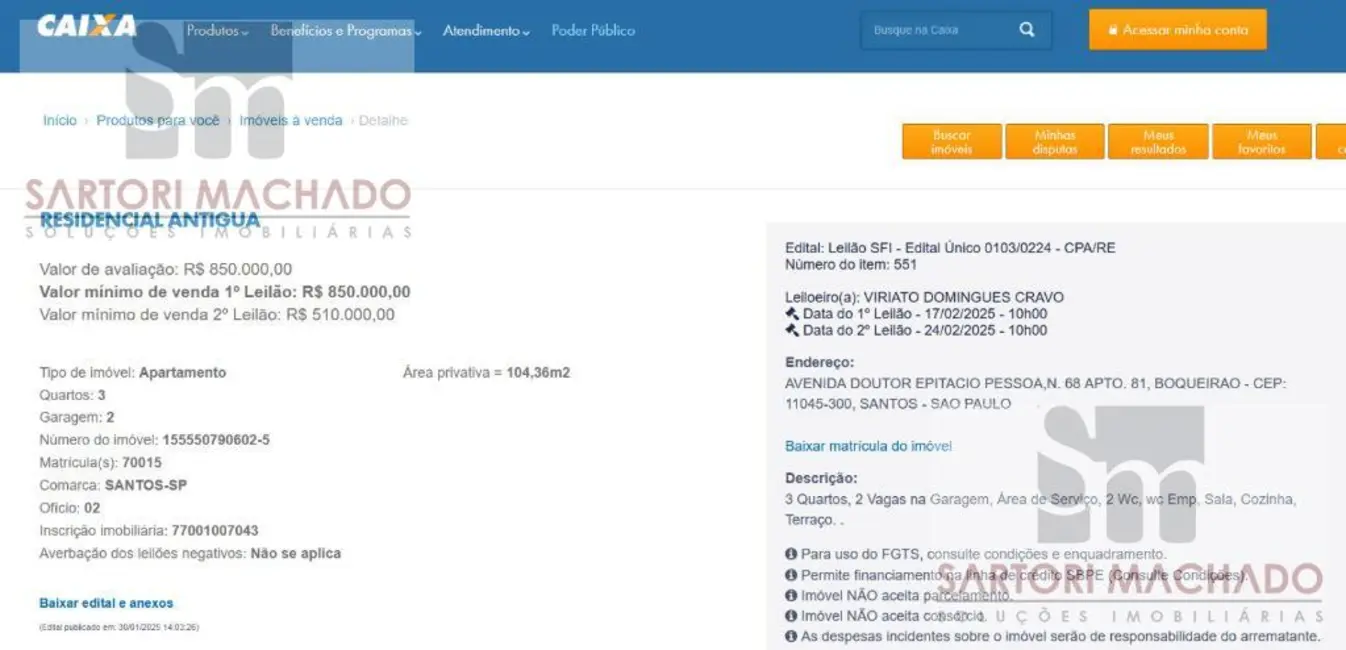 Foto 5 de Apartamento com 3 quartos à venda, 104m2 em Boqueirão, Santos - SP