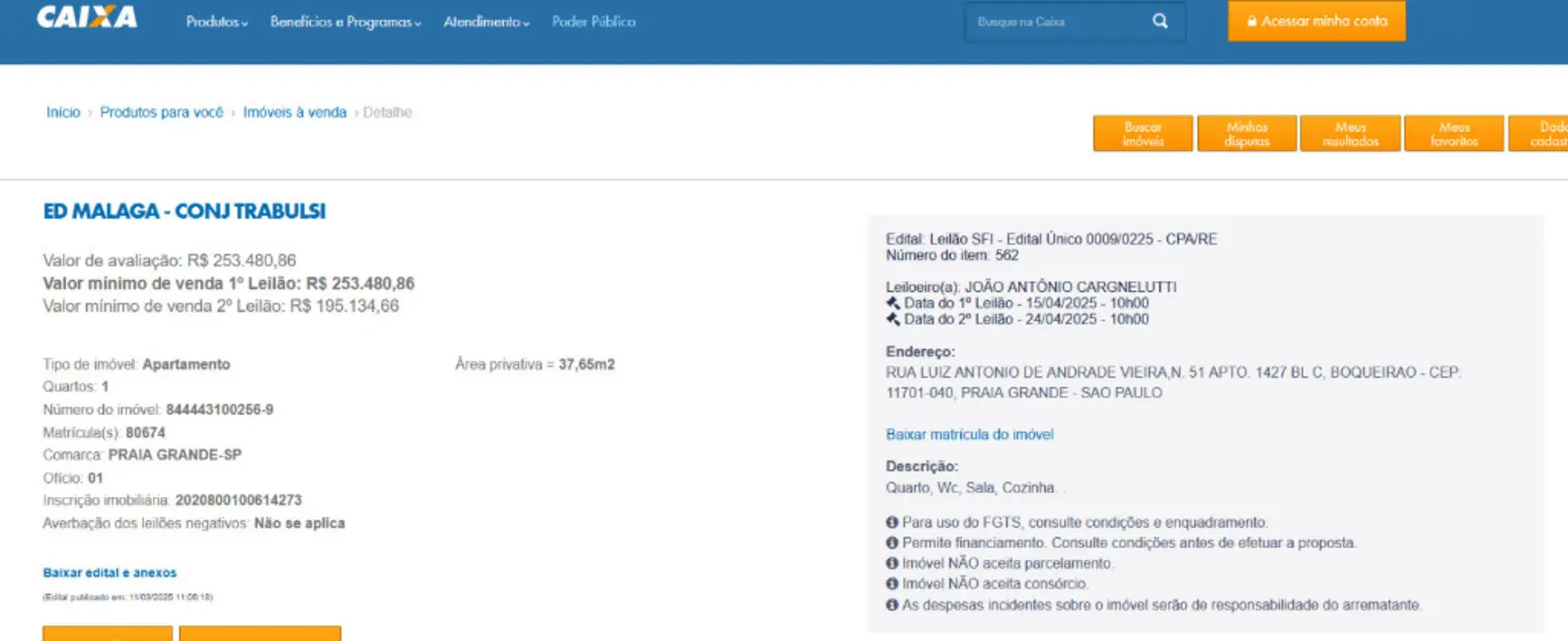 Foto 3 de Apartamento com 1 quarto à venda, 38m2 em Boqueirão, Praia Grande - SP