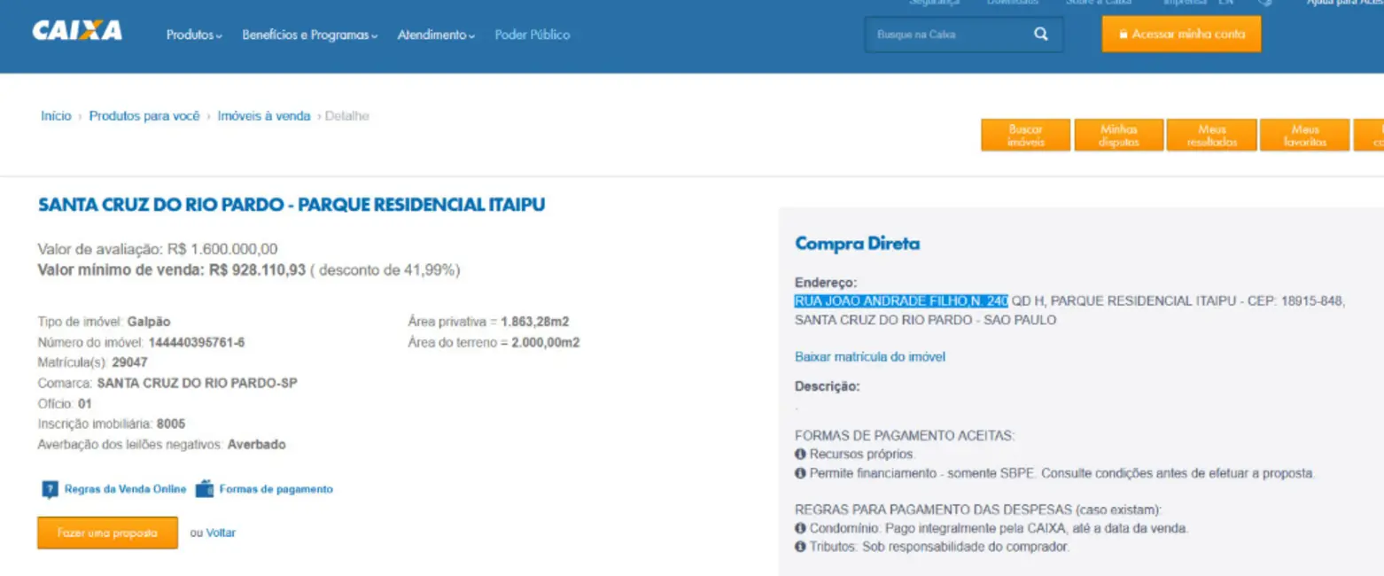 Armazém / Galpão à venda, 1863m2 em Santa Cruz Do Rio Pardo - SP - imagem 5 Foto 5 de Armazém / Galpão à venda, 1863m2 em Santa Cruz Do Rio Pardo - SP