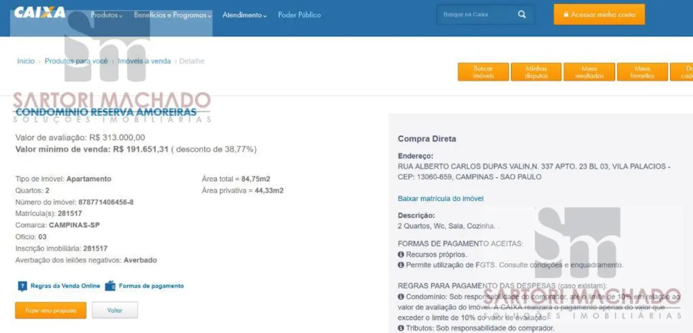 Foto 5 de Apartamento com 2 quartos à venda, 44m2 em Vila Palácios, Campinas - SP