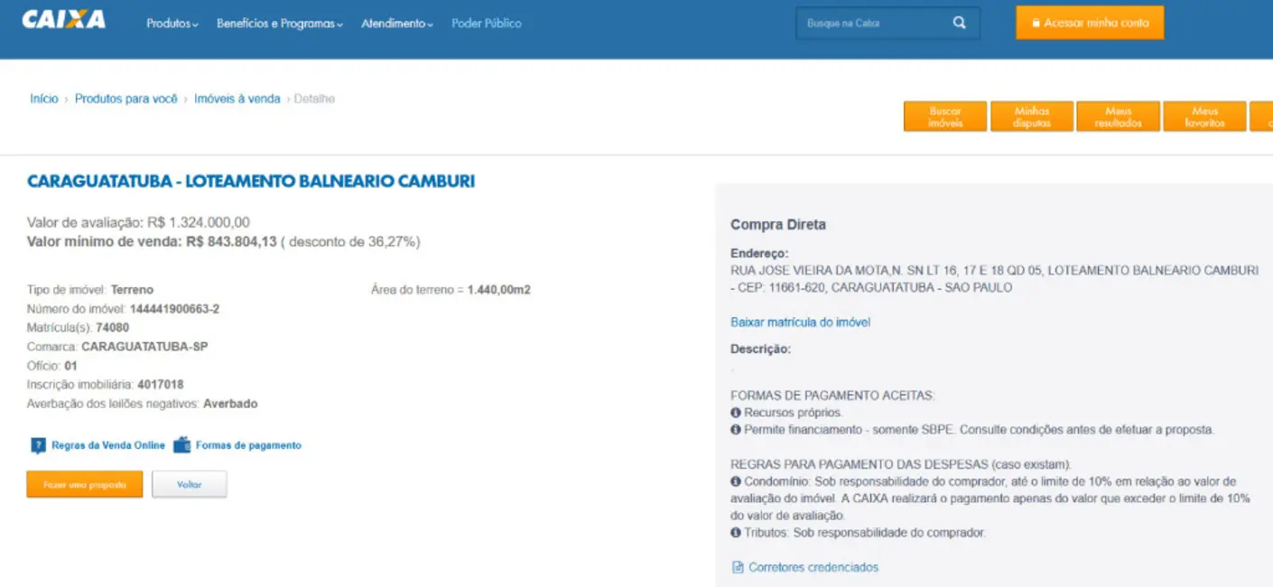 Foto 2 de Terreno / Lote à venda, 1440m2 em Loteamento Balneário Camburi, Caraguatatuba - SP