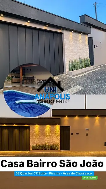 Foto 1 de Casa com 3 quartos à venda, 360m2 em São João, Anapolis - GO