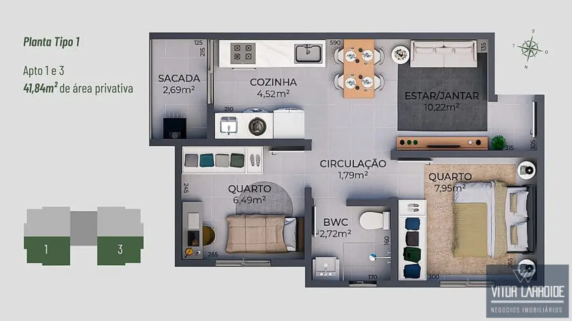 Foto 6 de Apartamento com 2 quartos à venda, 42m2 em São João (Margem Esquerda), Tubarao - SC