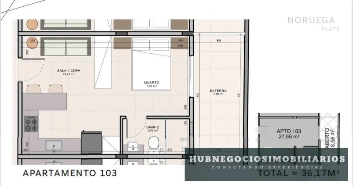 Foto 7 de Loft / Flat com 1 quarto à venda, 27m2 em Ibituruna, Montes Claros - MG