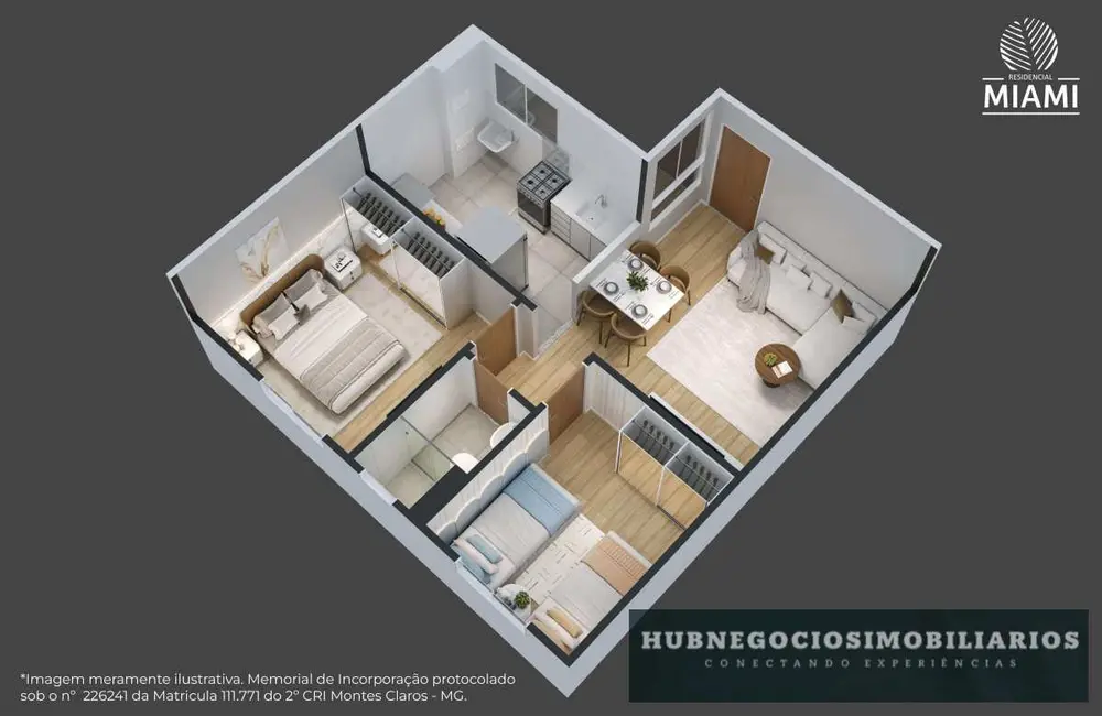 Foto 2 de Apartamento com 2 quartos à venda, 43m2 em Vila Atlântida, Montes Claros - MG