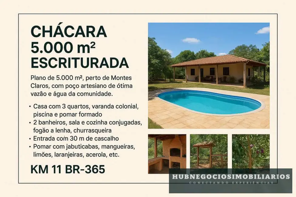 Foto 2 de Chácara com 3 quartos à venda, 5000m2 em Major Prates, Montes Claros - MG