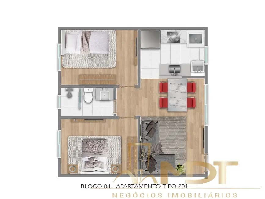 Foto 2 de Apartamento com 2 quartos à venda, 51m2 em Paquetá, Belo Horizonte - MG