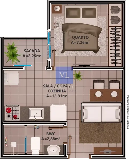 Apartamento com 1 quarto à venda, 29m2 em Cajuru, Curitiba - PR - imagem 5 Foto 5 de Apartamento com 1 quarto à venda, 29m2 em Cajuru, Curitiba - PR