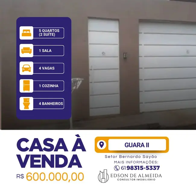 Foto 1 de Casa com 5 quartos à venda, 250m2 em Guará II, Brasilia - DF