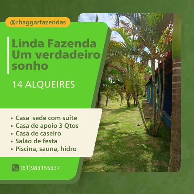 Foto 1 de Fazenda / Haras à venda, 14m2 em Luziania - GO