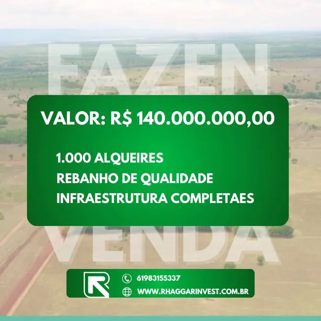 Foto 1 de Fazenda / Haras à venda, 1000m2 em Centro, Formosa - GO