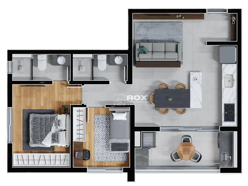 Apartamento com 2 quartos à venda, 76m2 em Novo Mundo, Curitiba - PR - imagem 2 Foto 2 de Apartamento com 2 quartos à venda, 76m2 em Novo Mundo, Curitiba - PR
