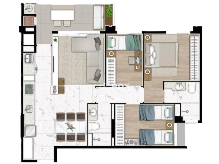 Apartamento com 3 quartos à venda, 105m2 em Cristo Rei, Curitiba - PR - imagem 3 Foto 3 de Apartamento com 3 quartos à venda, 105m2 em Cristo Rei, Curitiba - PR